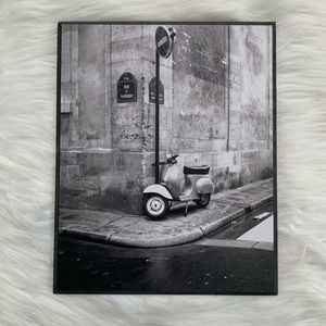 Vespa Scooter Motorcycle by Old Building Hanging Decorative Picture